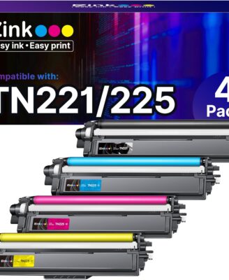 E-Z Ink Compatible Toner Cartridge Replacement for Brother TN221 TN225 Toner to Use with MFC-9130CW HL-3170CDW HL-3180CDW MFC-9340CDW MFC-9330CDW (1 Black 1 Cyan 1 Magenta 1 Yellow,4 Pack)