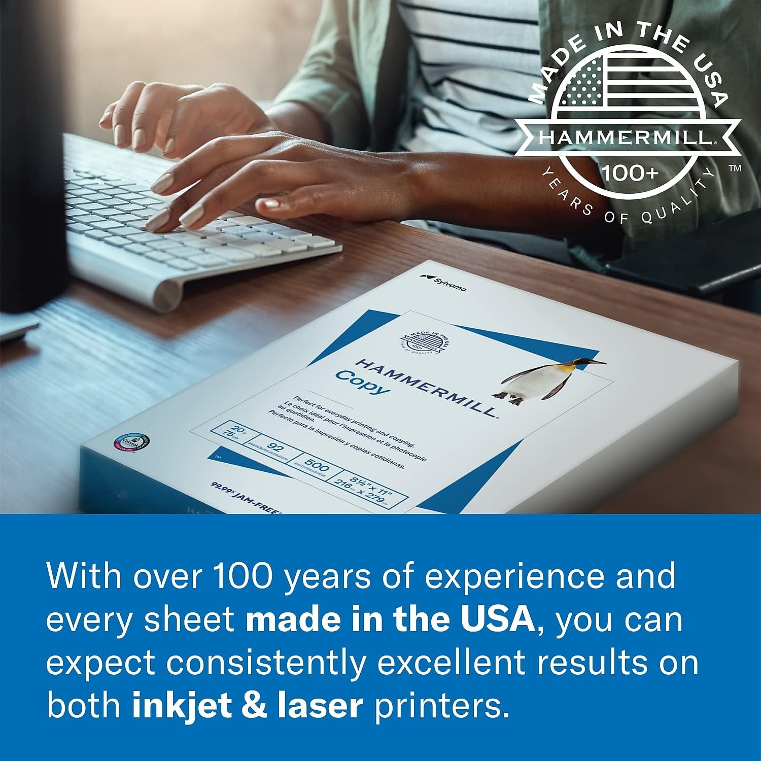 Hammermill Printer Paper, Premium Laser Print 24 lb, 8.5 x 11-1 Ream (500 Sheets) - 98 Bright, Made in the USA, 104604R - Image 7