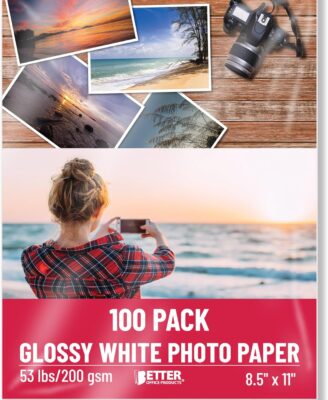 Better Office Products Glossy Photo Paper, 8.5 x 11 Inch, 100 Sheets, 200 gsm/53LBS, Letter Size, 100-Count Pack