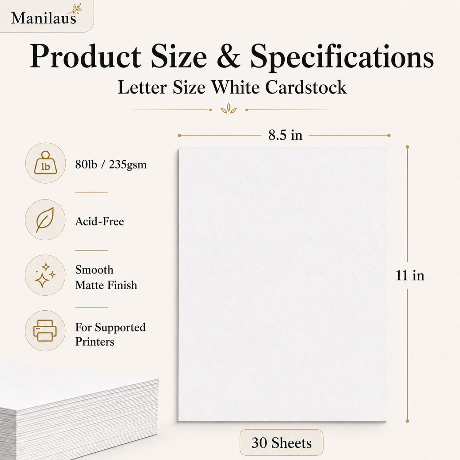 White Cardstock 8.5 x 11"Inch, 80lb Cardstock Paper, 30 Sheets Card Stock Paper 8.5 x 11 White, Heavy Thick Cardstocks Printer Papers for Invitations, Menus, Weddings, DIY Cards, Scrapbooking. - Image 2