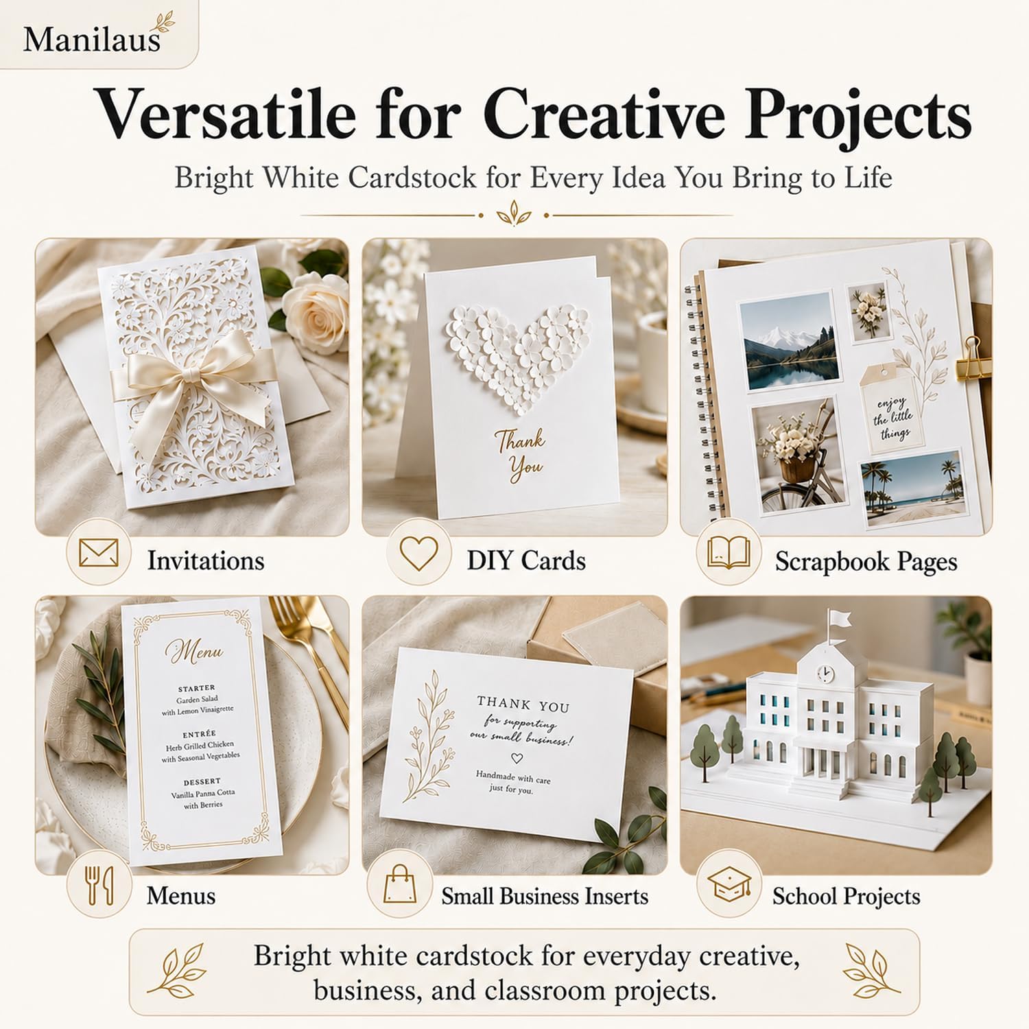 White Cardstock 8.5 x 11"Inch, 80lb Cardstock Paper, 30 Sheets Card Stock Paper 8.5 x 11 White, Heavy Thick Cardstocks Printer Papers for Invitations, Menus, Weddings, DIY Cards, Scrapbooking. - Image 6