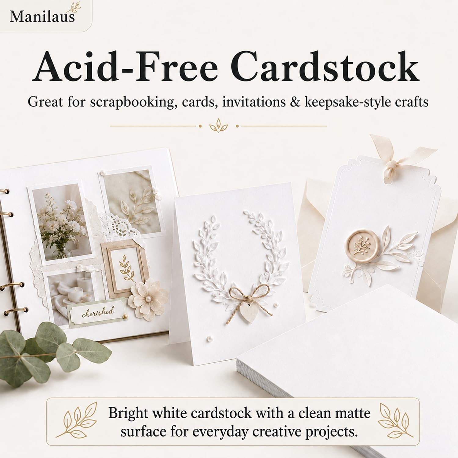 White Cardstock 8.5 x 11"Inch, 80lb Cardstock Paper, 30 Sheets Card Stock Paper 8.5 x 11 White, Heavy Thick Cardstocks Printer Papers for Invitations, Menus, Weddings, DIY Cards, Scrapbooking. - Image 8