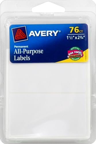 Avery Multi-Use Permanent Labels, 1.5" x 2.75", White, Non-Printable, 76 Blank Labels Total (6117) - Image 4