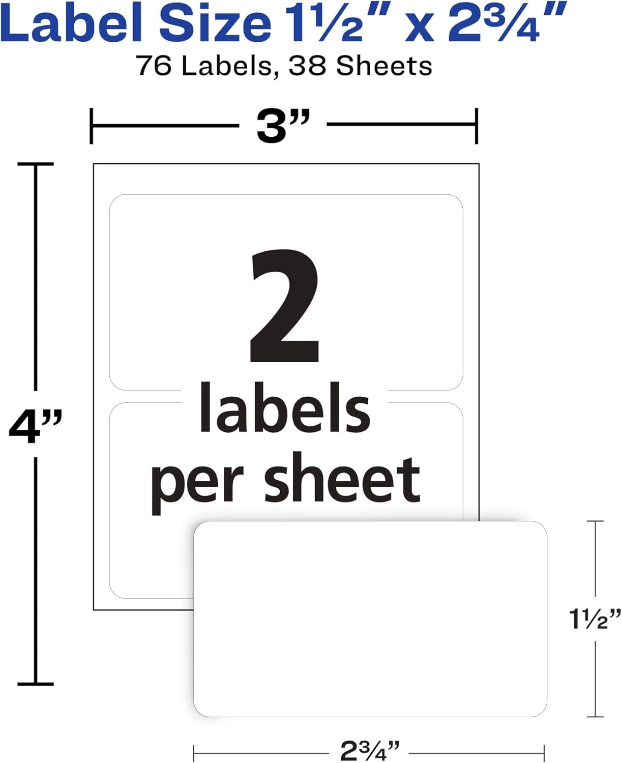 Avery Multi-Use Permanent Labels, 1.5" x 2.75", White, Non-Printable, 76 Blank Labels Total (6117) - Image 5